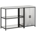 vidaXL Kitchen Storage Set with Shelf with Storage with Door Adjustable 2 pcs Sliver 150 x 50 x 92 cm