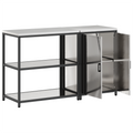 vidaXL Kitchen Storage Set with Shelf with Storage with Door Adjustable 2 pcs Sliver 150 x 50 x 92 cm