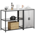 vidaXL Kitchen Storage Set with Shelf with Storage with Door Adjustable 2 pcs Sliver 150 x 50 x 92 cm