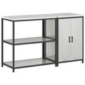 vidaXL Kitchen Storage Set with Shelf with Storage with Door Adjustable 2 pcs Sliver 150 x 50 x 92 cm