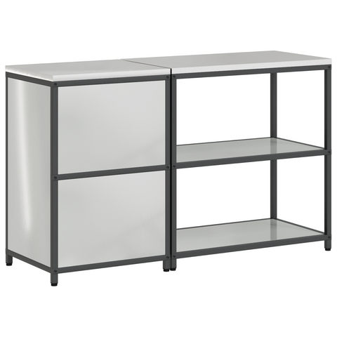vidaXL Kitchen Storage Set with Shelf with Storage with Door Adjustable 2 pcs Sliver 150 x 50 x 92 cm