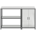 vidaXL Kitchen Storage Set with Shelf with Storage with Door Adjustable 2 pcs Sliver 150 x 50 x 92 cm