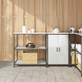 vidaXL Kitchen Storage Set with Shelf with Storage with Door Adjustable 2 pcs Sliver 150 x 50 x 92 cm