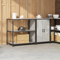 vidaXL Kitchen Storage Set with Shelf with Storage with Door Adjustable 2 pcs Sliver 150 x 50 x 92 cm
