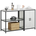 vidaXL Kitchen Storage Set with Shelf with Storage with Door Adjustable 2 pcs Sliver 150 x 50 x 92 cm