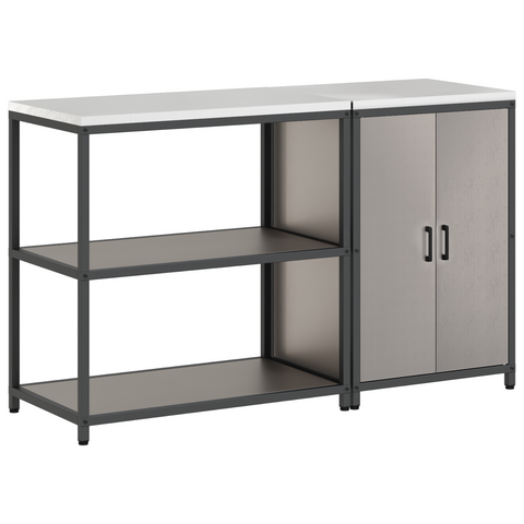 vidaXL Kitchen Storage Set with Shelf with Storage with Door Adjustable 2 pcs Rusty 150 x 50 x 92 cm