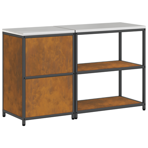 vidaXL Kitchen Storage Set with Shelf with Storage with Door Adjustable 2 pcs Rusty 150 x 50 x 92 cm
