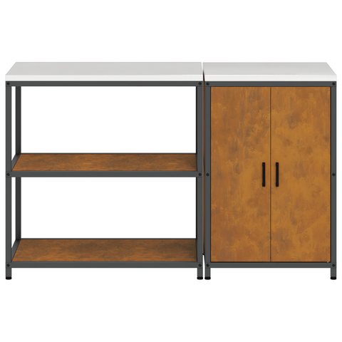 vidaXL Kitchen Storage Set with Shelf with Storage with Door Adjustable 2 pcs Rusty 150 x 50 x 92 cm