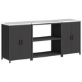 vidaXL Kitchen Storage Set with Shelf with Storage with Door 3 pcs Black 210 x 50 x 92 cm