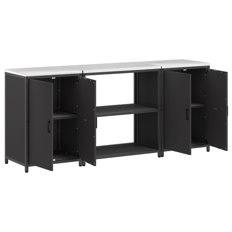 vidaXL Kitchen Storage Set with Shelf with Storage with Door 3 pcs Black 210 x 50 x 92 cm