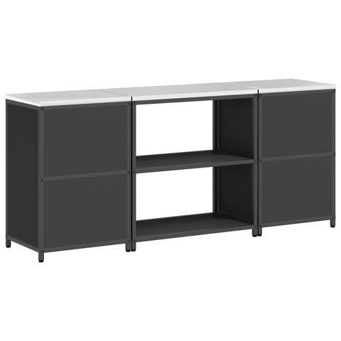 vidaXL Kitchen Storage Set with Shelf with Storage with Door 3 pcs Black 210 x 50 x 92 cm