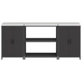 vidaXL Kitchen Storage Set with Shelf with Storage with Door 3 pcs Black 210 x 50 x 92 cm