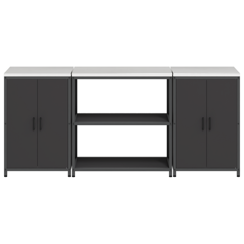vidaXL Kitchen Storage Set with Shelf with Storage with Door 3 pcs Black 210 x 50 x 92 cm