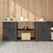 vidaXL Kitchen Storage Set with Shelf with Storage with Door 3 pcs Black 210 x 50 x 92 cm