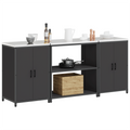 vidaXL Kitchen Storage Set with Shelf with Storage with Door 3 pcs Black 210 x 50 x 92 cm
