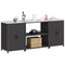 vidaXL Kitchen Storage Set with Shelf with Storage with Door 3 pcs Black 210 x 50 x 92 cm