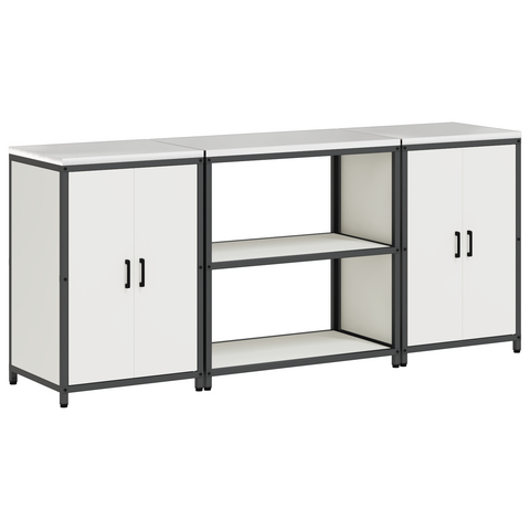 vidaXL Kitchen Storage Set with Shelf with Storage with Door 3 pcs White 210 x 50 x 92 cm