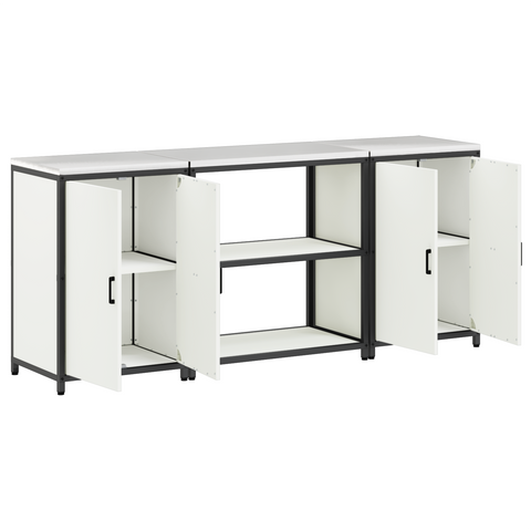 vidaXL Kitchen Storage Set with Shelf with Storage with Door 3 pcs White 210 x 50 x 92 cm