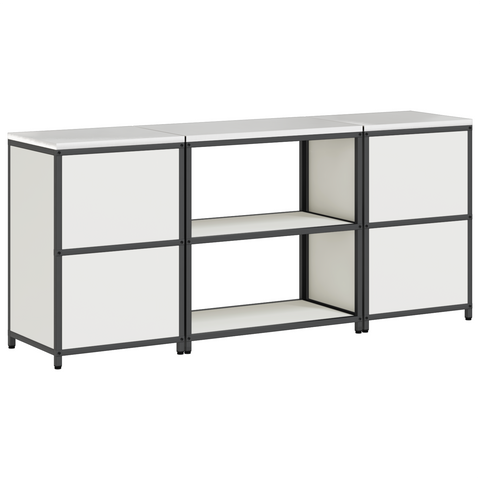 vidaXL Kitchen Storage Set with Shelf with Storage with Door 3 pcs White 210 x 50 x 92 cm