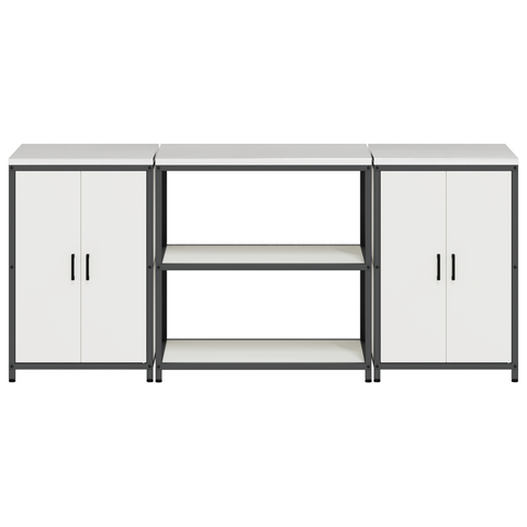 vidaXL Kitchen Storage Set with Shelf with Storage with Door 3 pcs White 210 x 50 x 92 cm