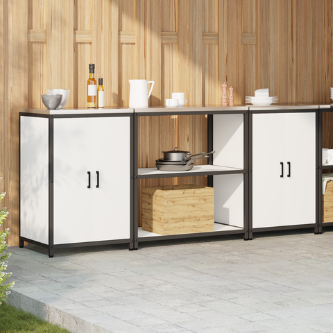 vidaXL Kitchen Storage Set with Shelf with Storage with Door 3 pcs White 210 x 50 x 92 cm