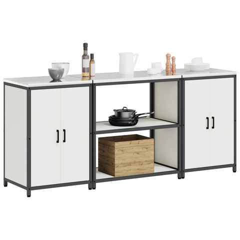 vidaXL Kitchen Storage Set with Shelf with Storage with Door 3 pcs White 210 x 50 x 92 cm
