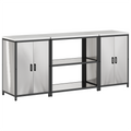 vidaXL Kitchen Storage Set with Shelf with Storage with Door 3 pcs Sliver 210 x 50 x 92 cm
