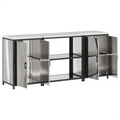 vidaXL Kitchen Storage Set with Shelf with Storage with Door 3 pcs Sliver 210 x 50 x 92 cm