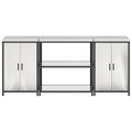 vidaXL Kitchen Storage Set with Shelf with Storage with Door 3 pcs Sliver 210 x 50 x 92 cm