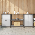vidaXL Kitchen Storage Set with Shelf with Storage with Door 3 pcs Sliver 210 x 50 x 92 cm