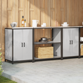 vidaXL Kitchen Storage Set with Shelf with Storage with Door 3 pcs Sliver 210 x 50 x 92 cm