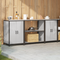 vidaXL Kitchen Storage Set with Shelf with Storage with Door 3 pcs Sliver 210 x 50 x 92 cm