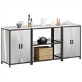 vidaXL Kitchen Storage Set with Shelf with Storage with Door 3 pcs Sliver 210 x 50 x 92 cm