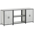 vidaXL Kitchen Storage Set with Shelf with Storage with Door 3 pcs Sliver 210 x 50 x 92 cm