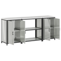 vidaXL Kitchen Storage Set with Shelf with Storage with Door 3 pcs Sliver 210 x 50 x 92 cm