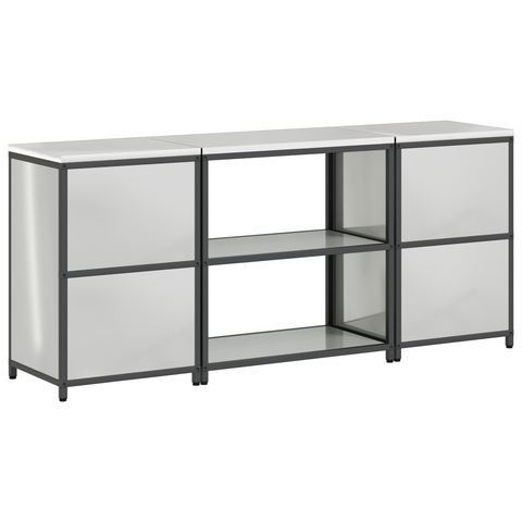 vidaXL Kitchen Storage Set with Shelf with Storage with Door 3 pcs Sliver 210 x 50 x 92 cm