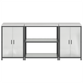 vidaXL Kitchen Storage Set with Shelf with Storage with Door 3 pcs Sliver 210 x 50 x 92 cm