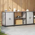 vidaXL Kitchen Storage Set with Shelf with Storage with Door 3 pcs Sliver 210 x 50 x 92 cm