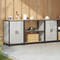 vidaXL Kitchen Storage Set with Shelf with Storage with Door 3 pcs Sliver 210 x 50 x 92 cm