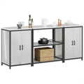 vidaXL Kitchen Storage Set with Shelf with Storage with Door 3 pcs Sliver 210 x 50 x 92 cm