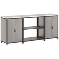 vidaXL Kitchen Storage Set with Shelf with Storage with Door 3 pcs Rusty 210 x 50 x 92 cm