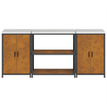 vidaXL Kitchen Storage Set with Shelf with Storage with Door 3 pcs Rusty 210 x 50 x 92 cm