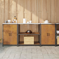 vidaXL Kitchen Storage Set with Shelf with Storage with Door 3 pcs Rusty 210 x 50 x 92 cm