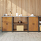 vidaXL Kitchen Storage Set with Shelf with Storage with Door 3 pcs Rusty 210 x 50 x 92 cm