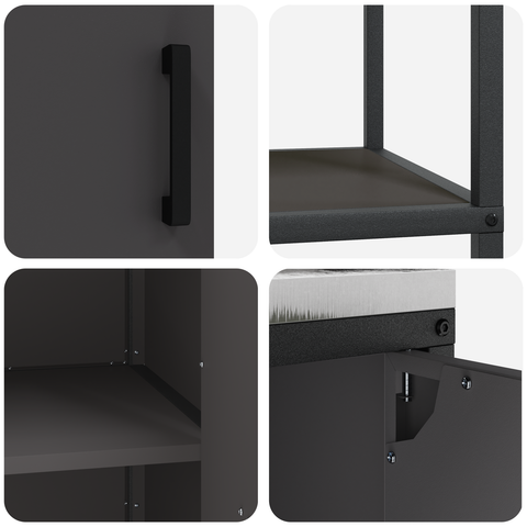 vidaXL Kitchen Storage Set with Shelf with Storage with Door Adjustable 2 pcs Black Cold-rolled steel