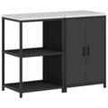 vidaXL Kitchen Storage Set with Shelf with Storage with Door Adjustable 2 pcs Black Cold-rolled steel