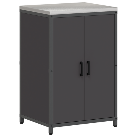 vidaXL Kitchen Storage Set with Shelf with Storage with Door Adjustable 2 pcs Black Cold-rolled steel