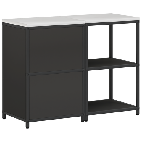 vidaXL Kitchen Storage Set with Shelf with Storage with Door Adjustable 2 pcs Black Cold-rolled steel