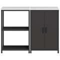 vidaXL Kitchen Storage Set with Shelf with Storage with Door Adjustable 2 pcs Black Cold-rolled steel