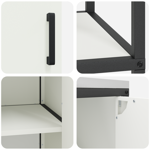 vidaXL Kitchen Storage Set with Shelf with Storage with Door Adjustable 2 pcs White Cold-rolled steel